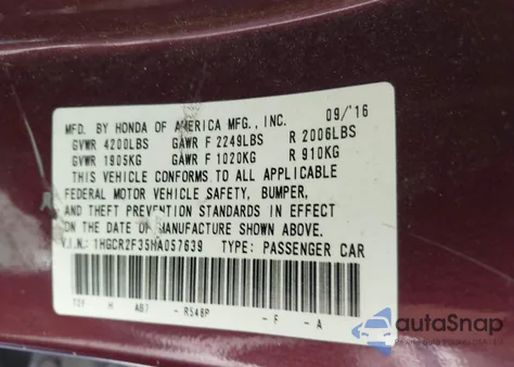 2017 Honda Accord Lx from USA, damaged, VIN 1HGCR2F35HA057639